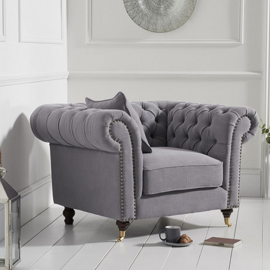 Holbrook Chesterfield Sofa Chair In Grey Linen Furniture Fashion Holbrook Chesterfield Sofa Chair In