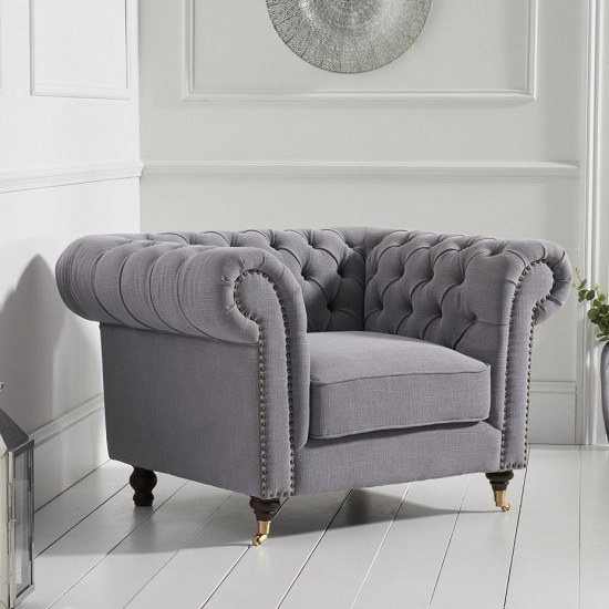 Holbrook Chesterfield Sofa Chair In Grey Linen Holbrook Chesterfield Sofa Chair In, Chesterfield Sofa And Chair