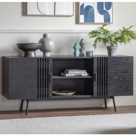 Read more about Holien wooden tv sideboard with 2 doors in black