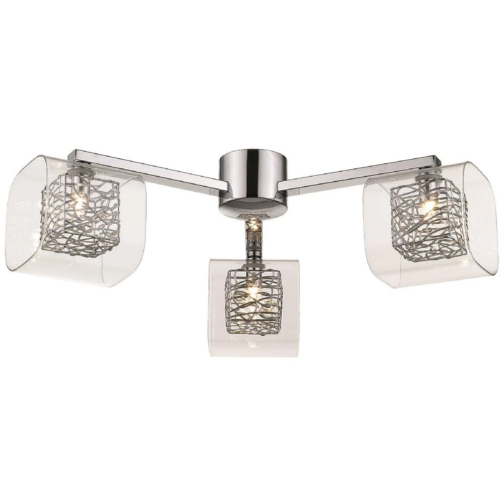 Read more about Holland 3 light clear glass flush light in chrome