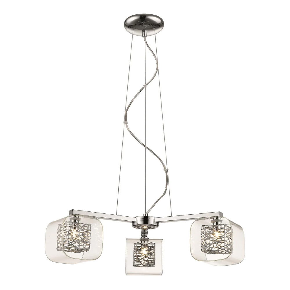Read more about Holland 3 light clear glass pendant light in chrome