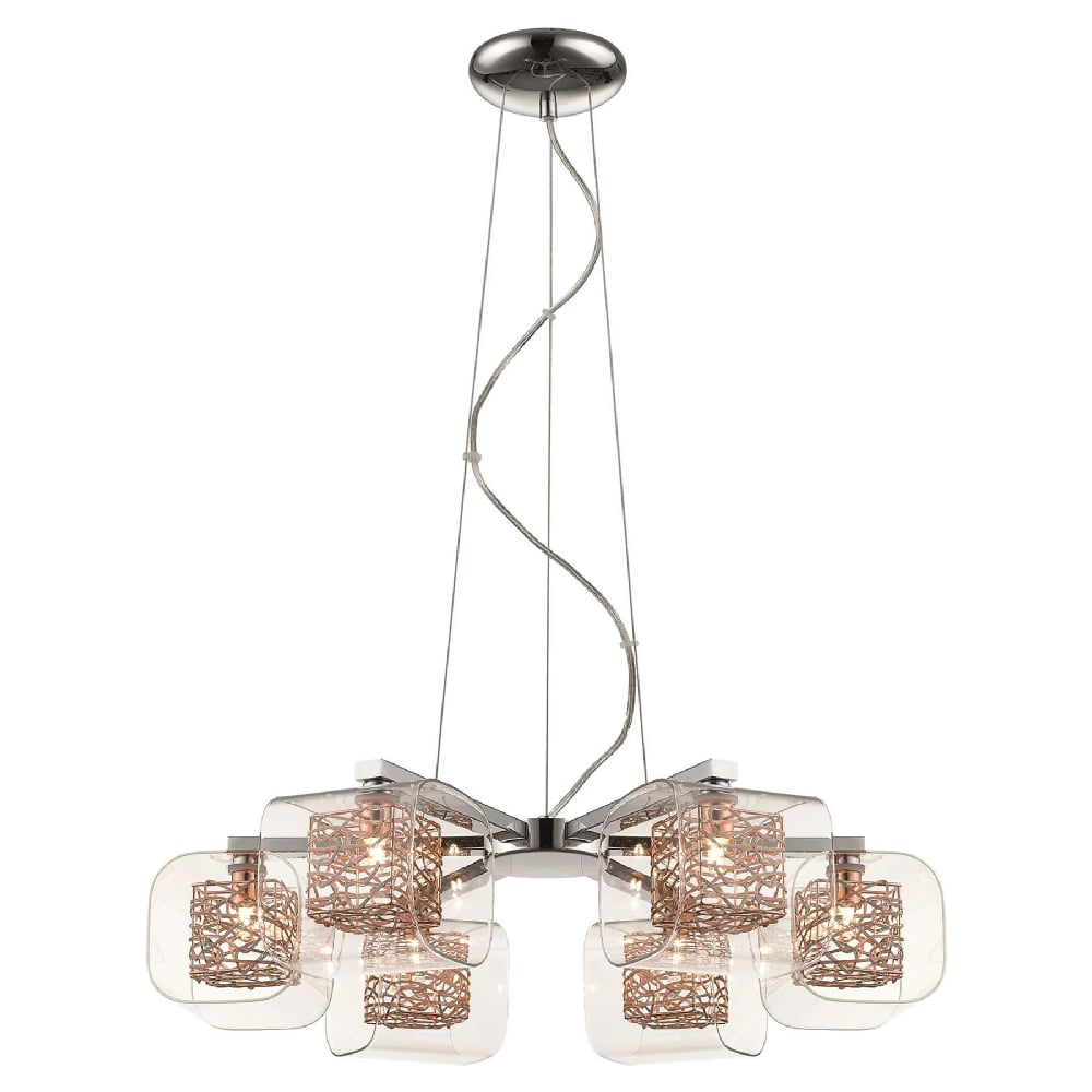 Read more about Holland 6 light clear glass pendant light in copper and chrome