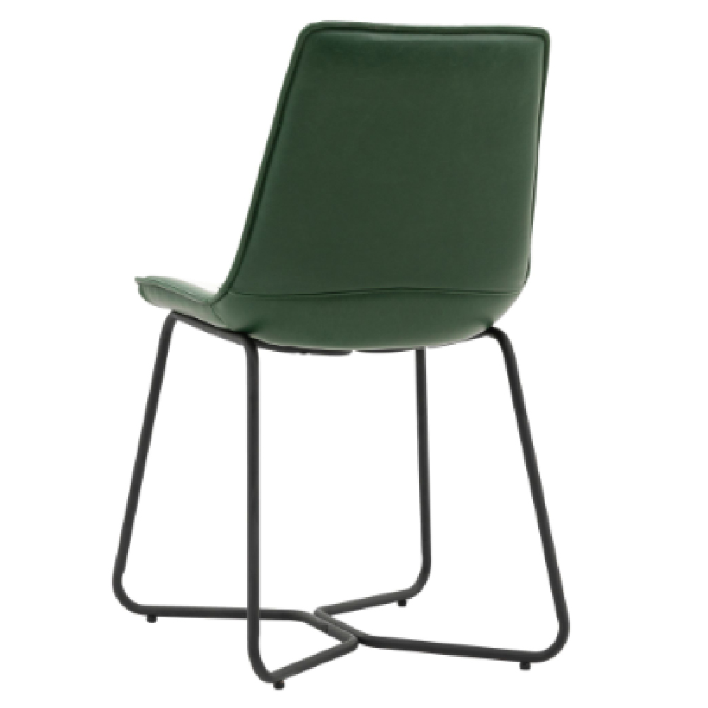 Holland Green PU Leather Dining Chairs With Black Frame In Pair