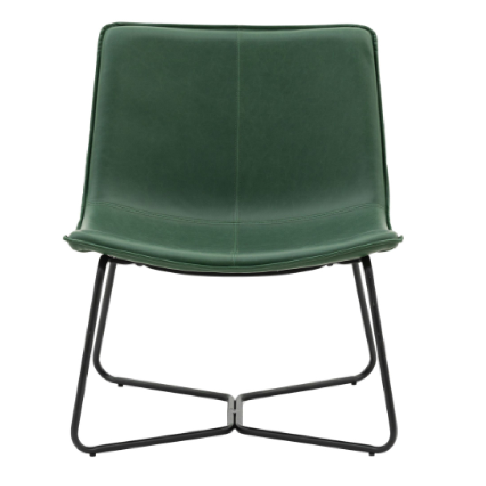 Holland Leather Lounge Chair With Metal Frame In Green