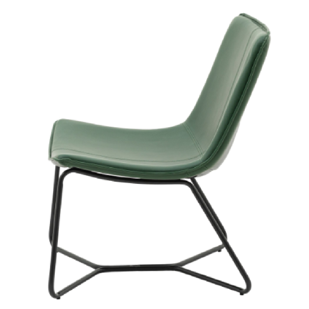 Holland Leather Lounge Chair With Metal Frame In Green