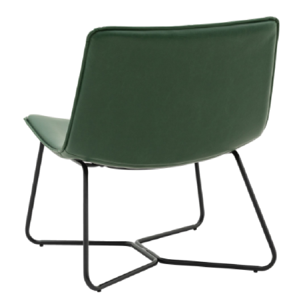Holland Leather Lounge Chair With Metal Frame In Green