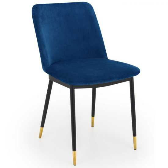 Halina Marble Dining Table With 4 Daiva Blue Chairs
