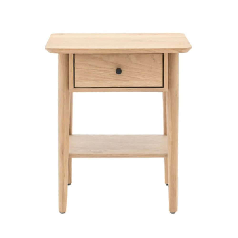 Hervey Wooden Bedside Cabinet With 1 Drawer In Natural