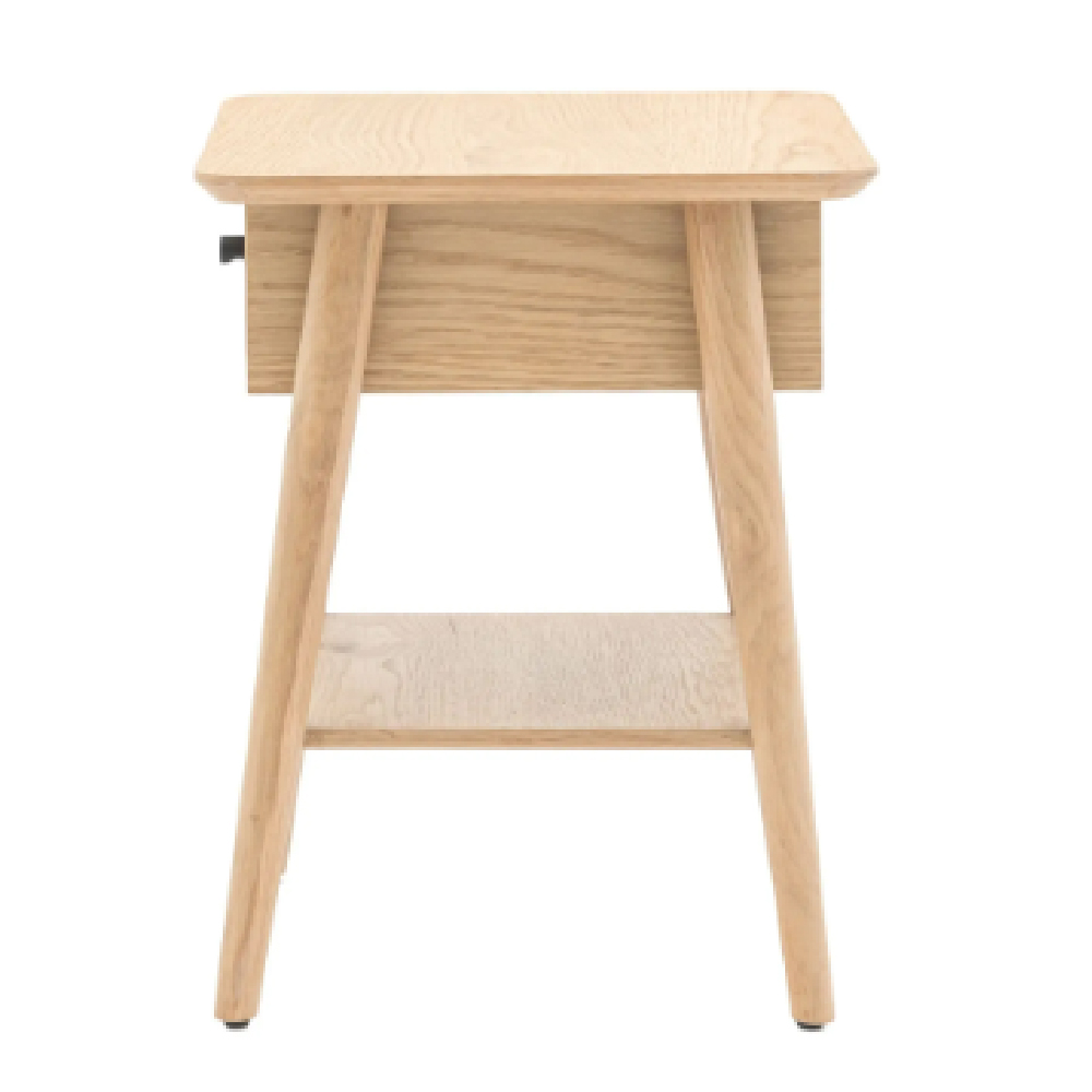 Hervey Wooden Bedside Cabinet With 1 Drawer In Natural