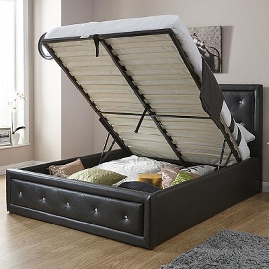 Honiton Faux Leather King Size Bed In Black FiF