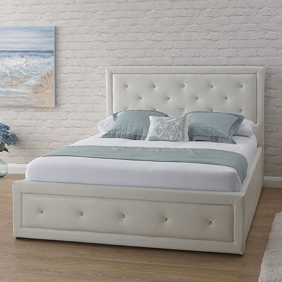 Photo of Honiton faux leather double bed in white