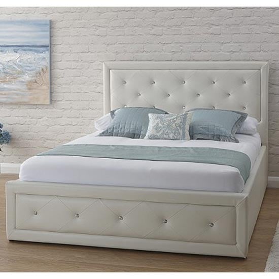 Read more about Honiton faux leather king size bed in white