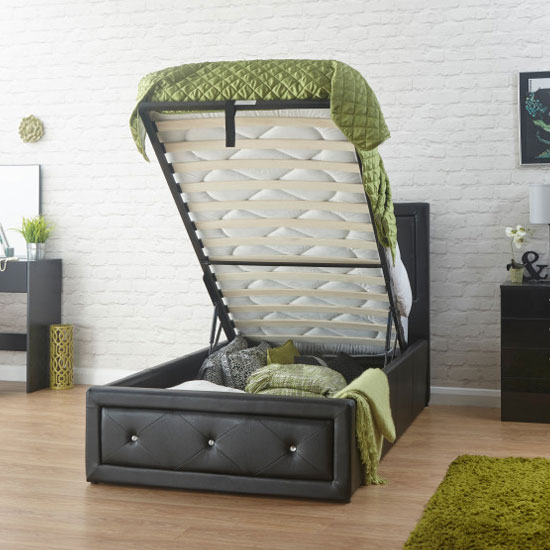 Honiton Faux Leather Single Bed In Black_2