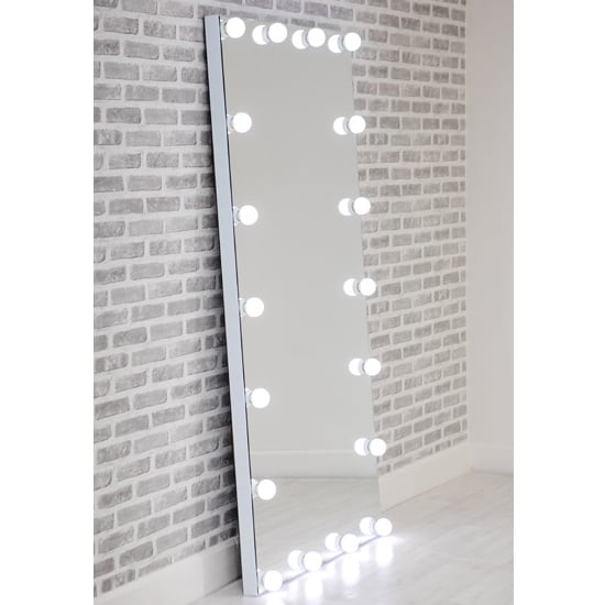 Product photograph of Hollywood Floor Dressing Mirror With White High Gloss Frame from Furniture in Fashion