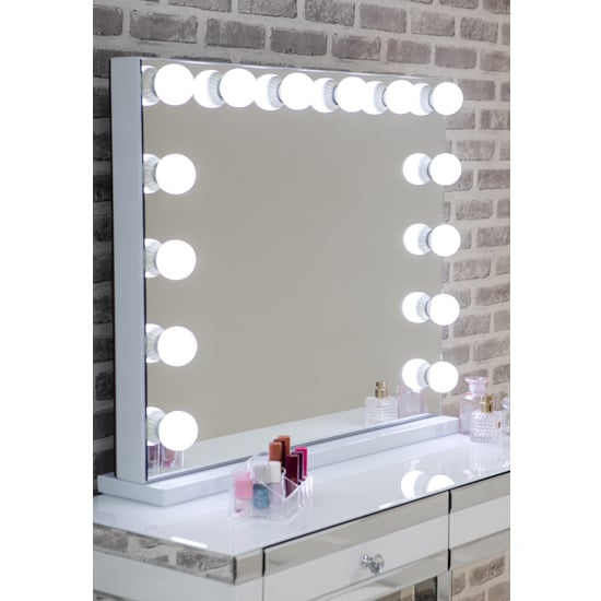 Product photograph of Hollywood Landscape Dressing Mirror With White High Gloss Frame from Furniture in Fashion