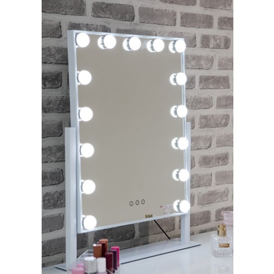 Photo of Hollywood large swivel dressing mirror in white high gloss frame