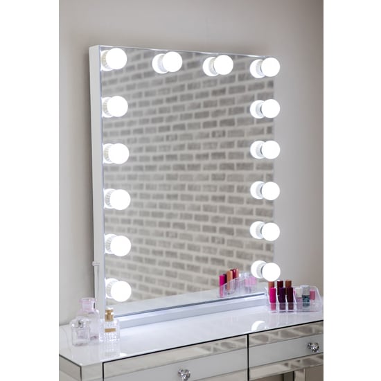 Photo of Hollywood portrait dressing mirror with white high gloss frame