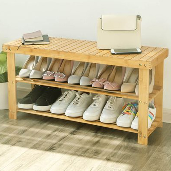 Holmdel Bamboo Shoe Storage Bench In Natural FiF