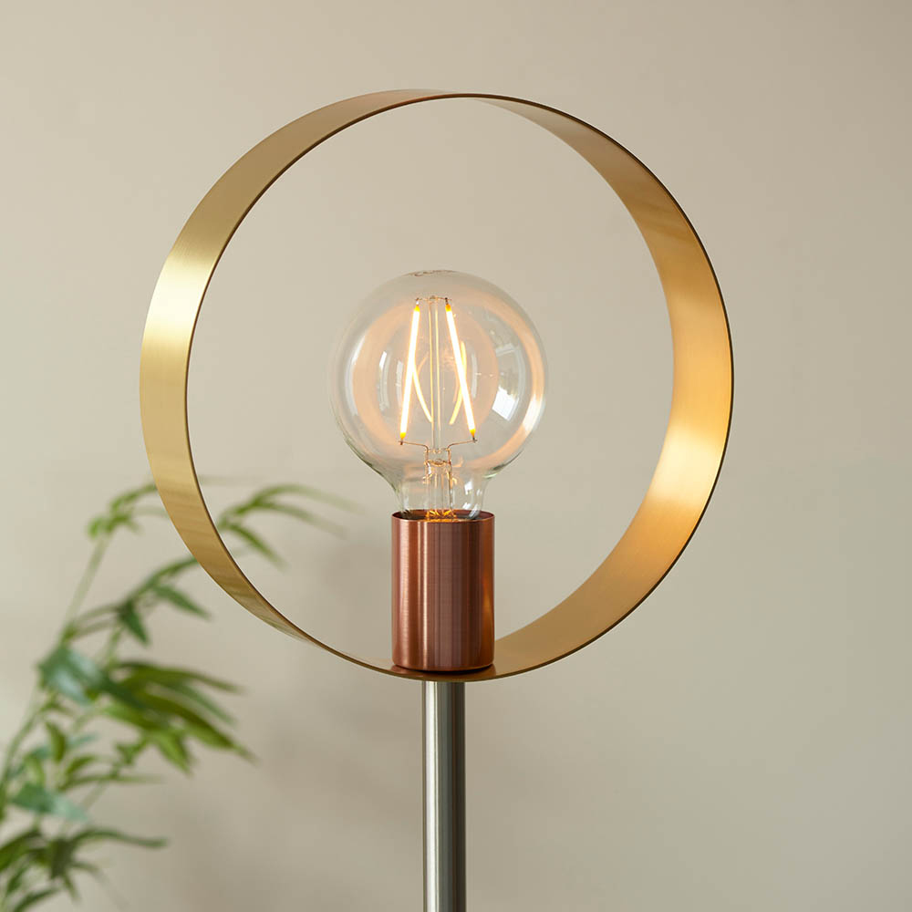 Holmdel Metal Floor Lamp In Brushed Nickel And Copper Brass