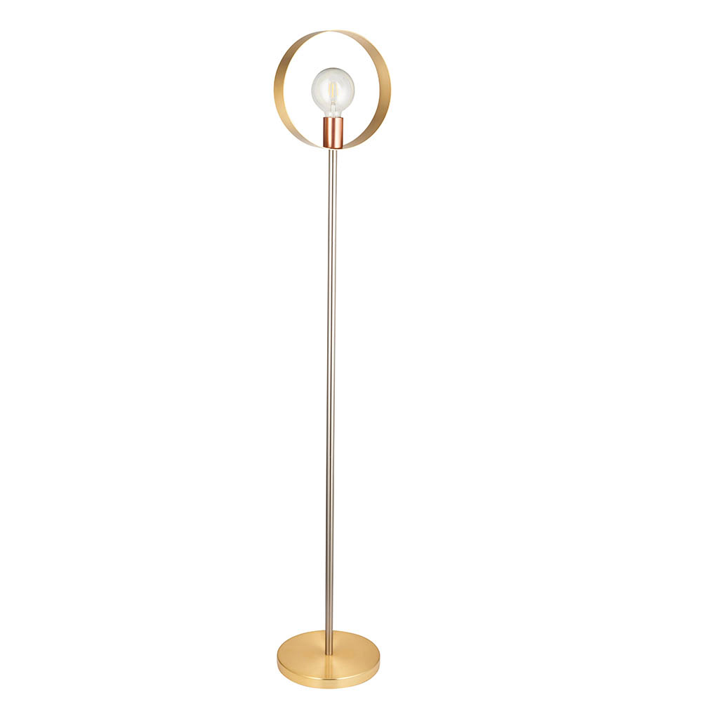 Holmdel Metal Floor Lamp In Brushed Nickel And Copper Brass