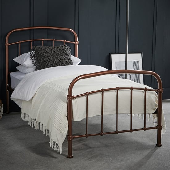 Product photograph of Holston Metal Single Bed In Copper from Furniture in Fashion