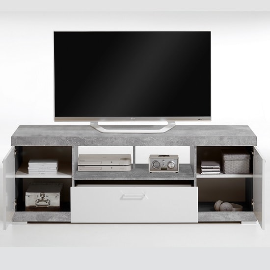 Holte TV Stand In Light Atelier And White Gloss With 2 Doors_2