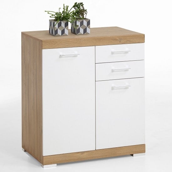 Holte Sideboard In Antique Oak And Glossy White With 2 Drawers_1