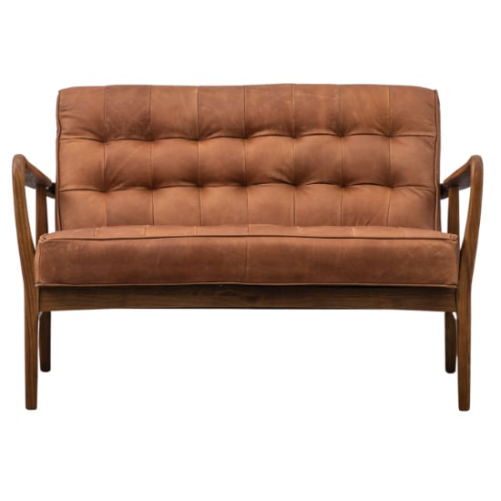 Hombre Upholstered Leather 2 Seater Sofa In Vintage Brown_2