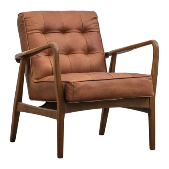 Hombre Leather Armchair With Oak Frame In Vintage Brown