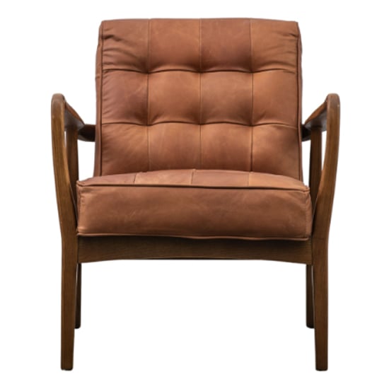 Hombre Leather Armchair With Oak Frame In Vintage Brown