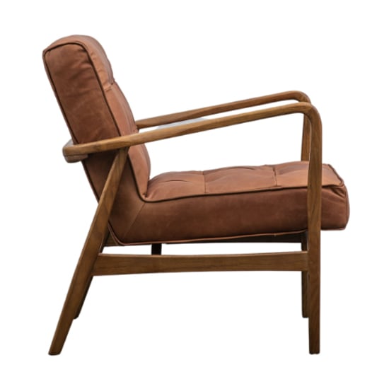 Hombre Leather Armchair With Oak Frame In Vintage Brown