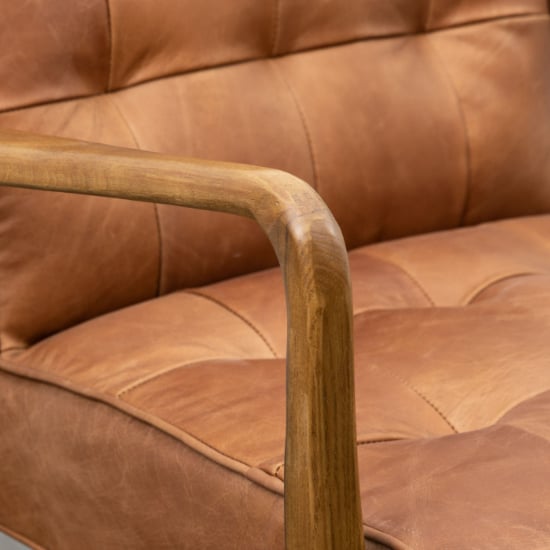Hombre Leather Armchair With Oak Frame In Vintage Brown