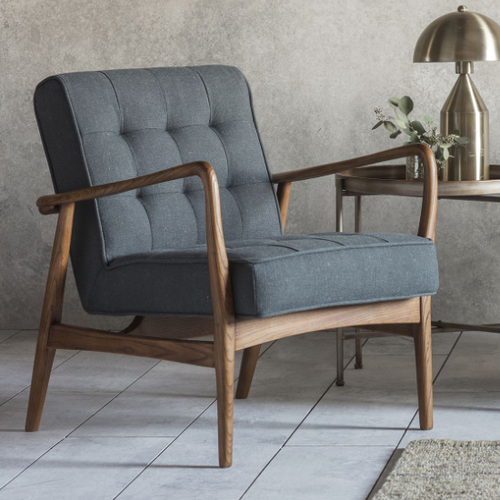 Photo of Hombre upholstered linen armchair in dark grey