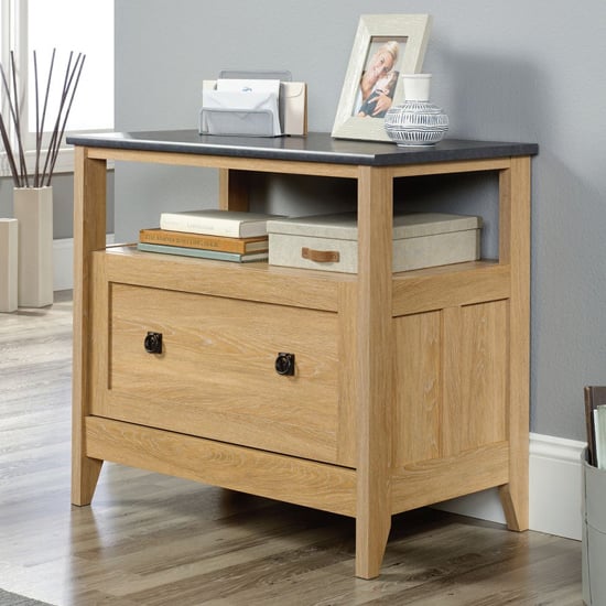 View Home wooden filing cabinet with 1 drawer in dover oak