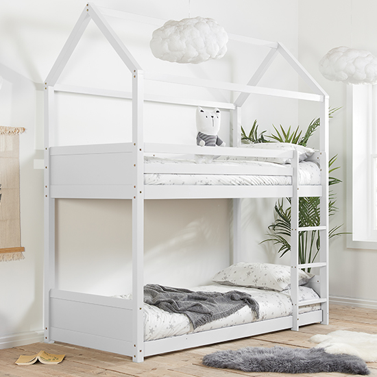 Photo of Home pine wood single bunk bed in white
