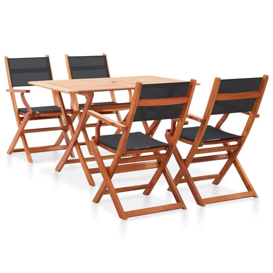 Product photograph of Homer Wooden 5 Piece Outdoor Dining Set In Natural And Black from Furniture in Fashion