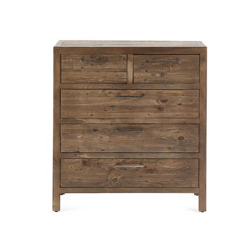Homer Wooden Chest Of 5 Drawers In Brown