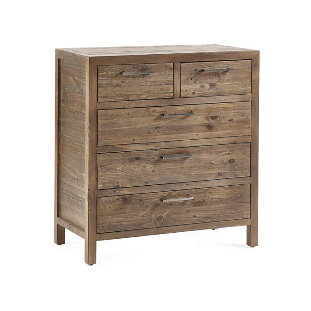Homer Wooden Chest Of 5 Drawers In Brown