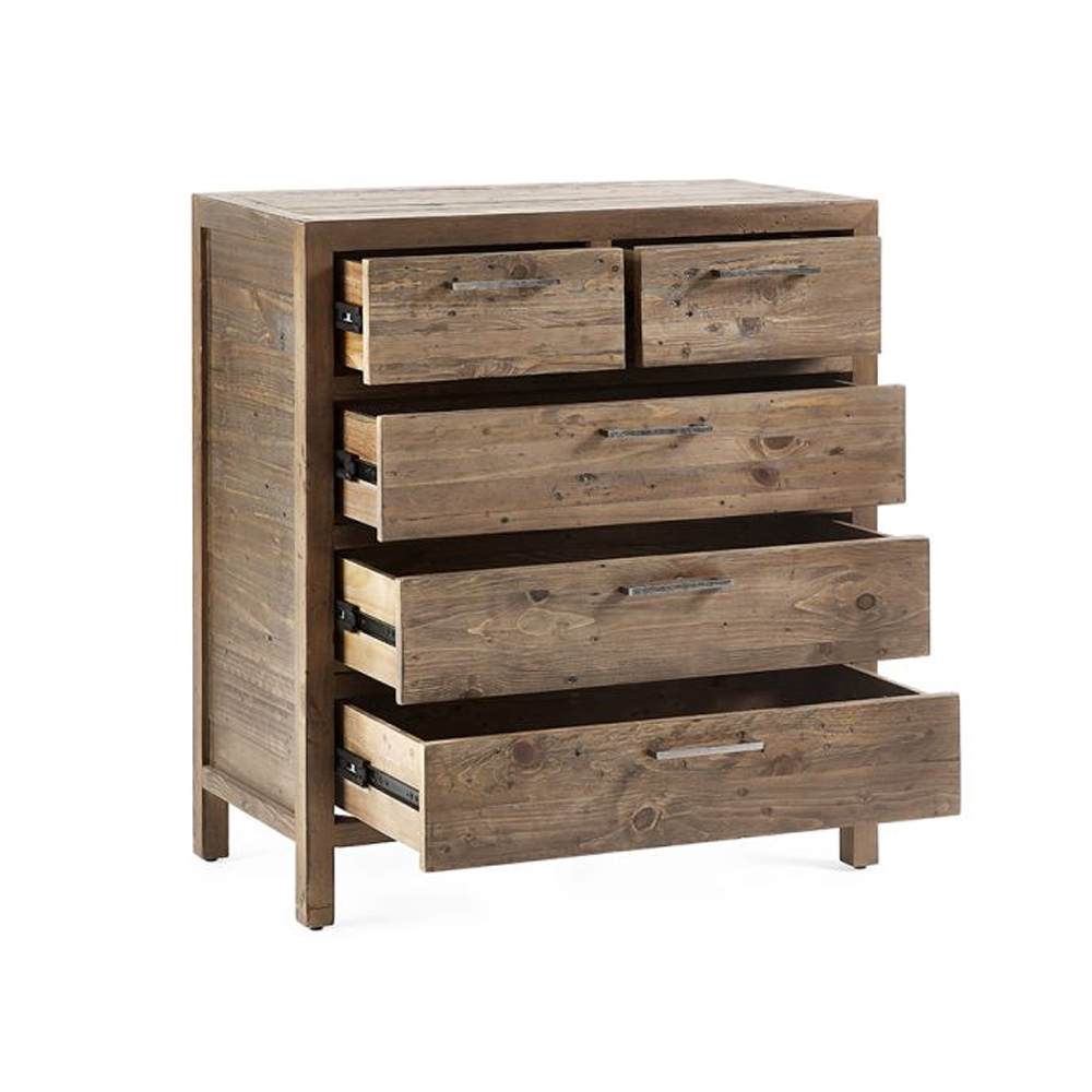 Homer Wooden Chest Of 5 Drawers In Brown