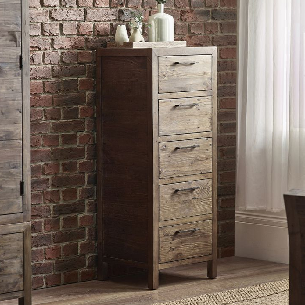Read more about Homer wooden chest of 5 drawers tall in brown