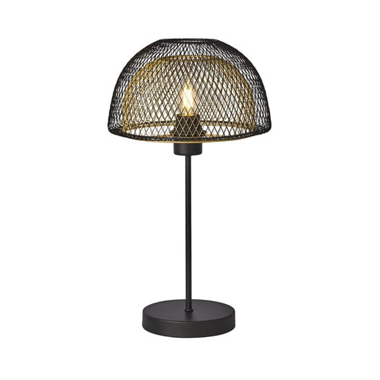 Photo of Honeycomb table lamp in black outer with gold inner