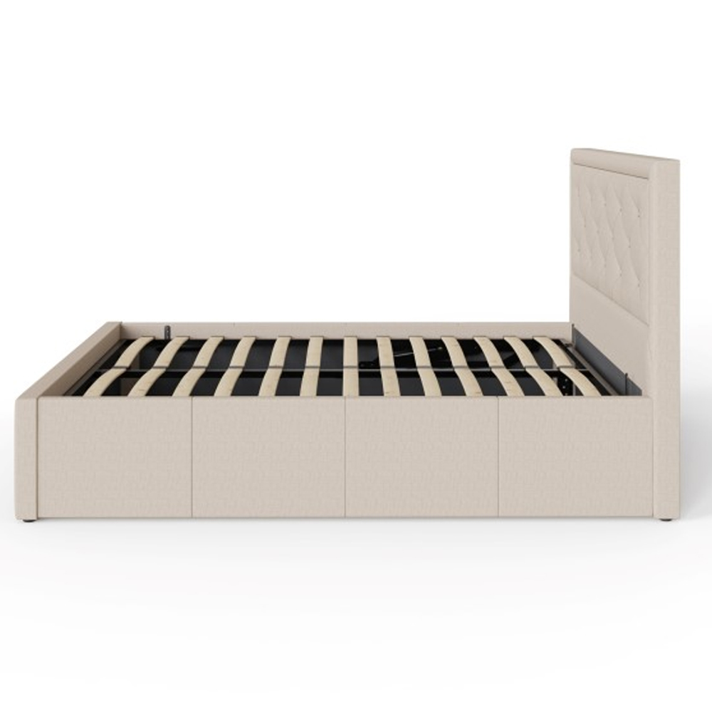 Honiton Fabric Ottoman Storage King Size Bed In Natural