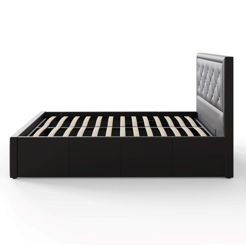 Honiton PU Leather Ottoman Storage King Size Bed In Black