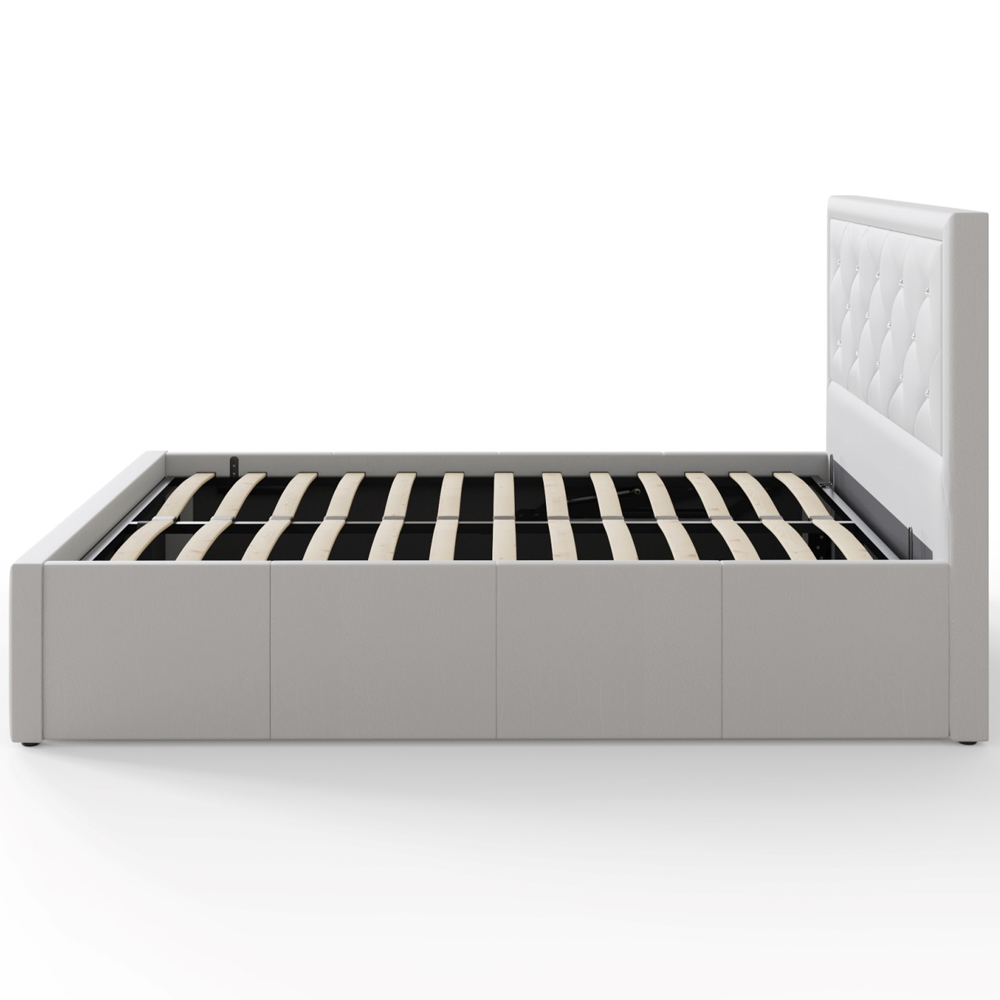 Honiton PU Leather Ottoman Storage King Size Bed In White