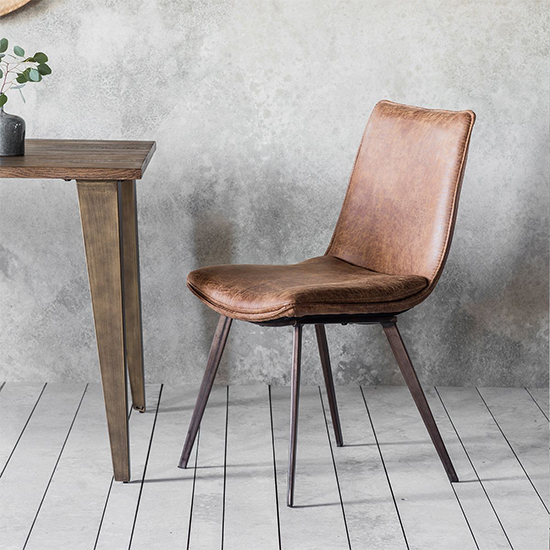 Honks Brown Faux Leather Dining Chairs In Pair