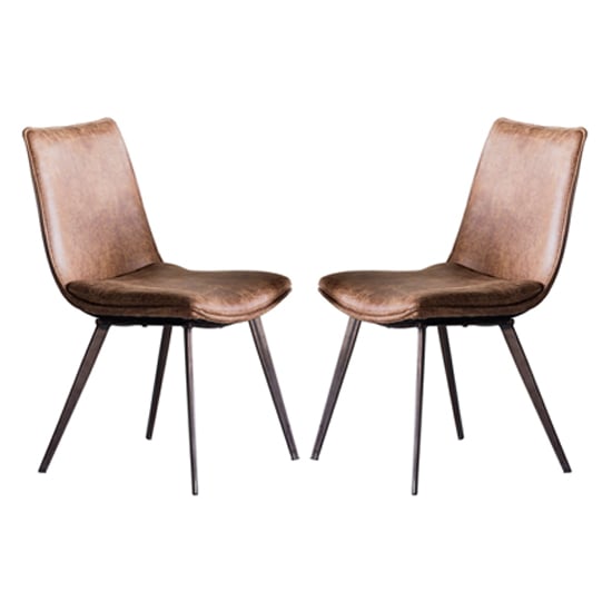 Photo of Honks brown faux leather dining chairs in a pair