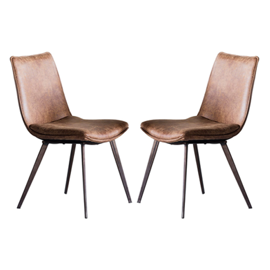 Read more about Honks brown faux leather dining chairs in pair