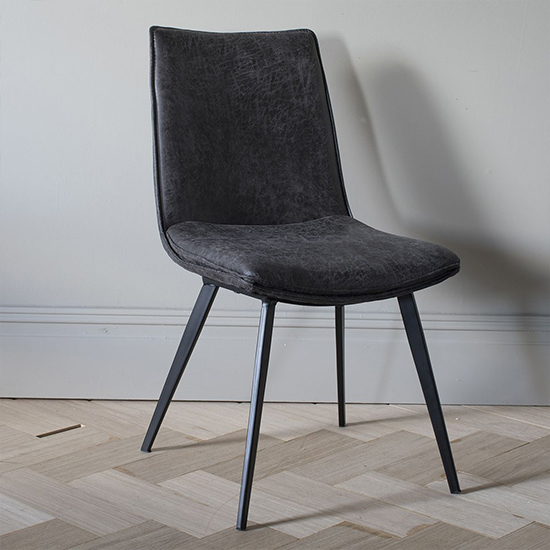 Honks Grey Faux Leather Dining Chairs In Pair