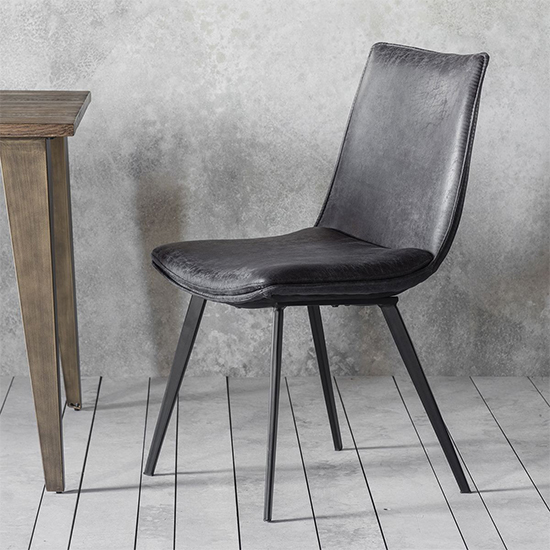 Honks Grey Faux Leather Dining Chairs In Pair
