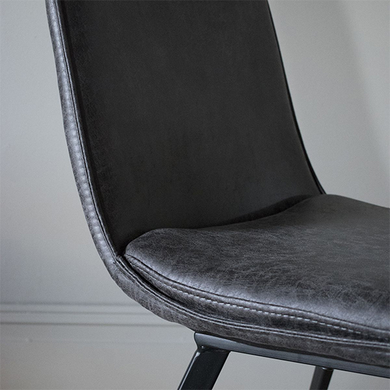 Honks Grey Faux Leather Dining Chairs In Pair